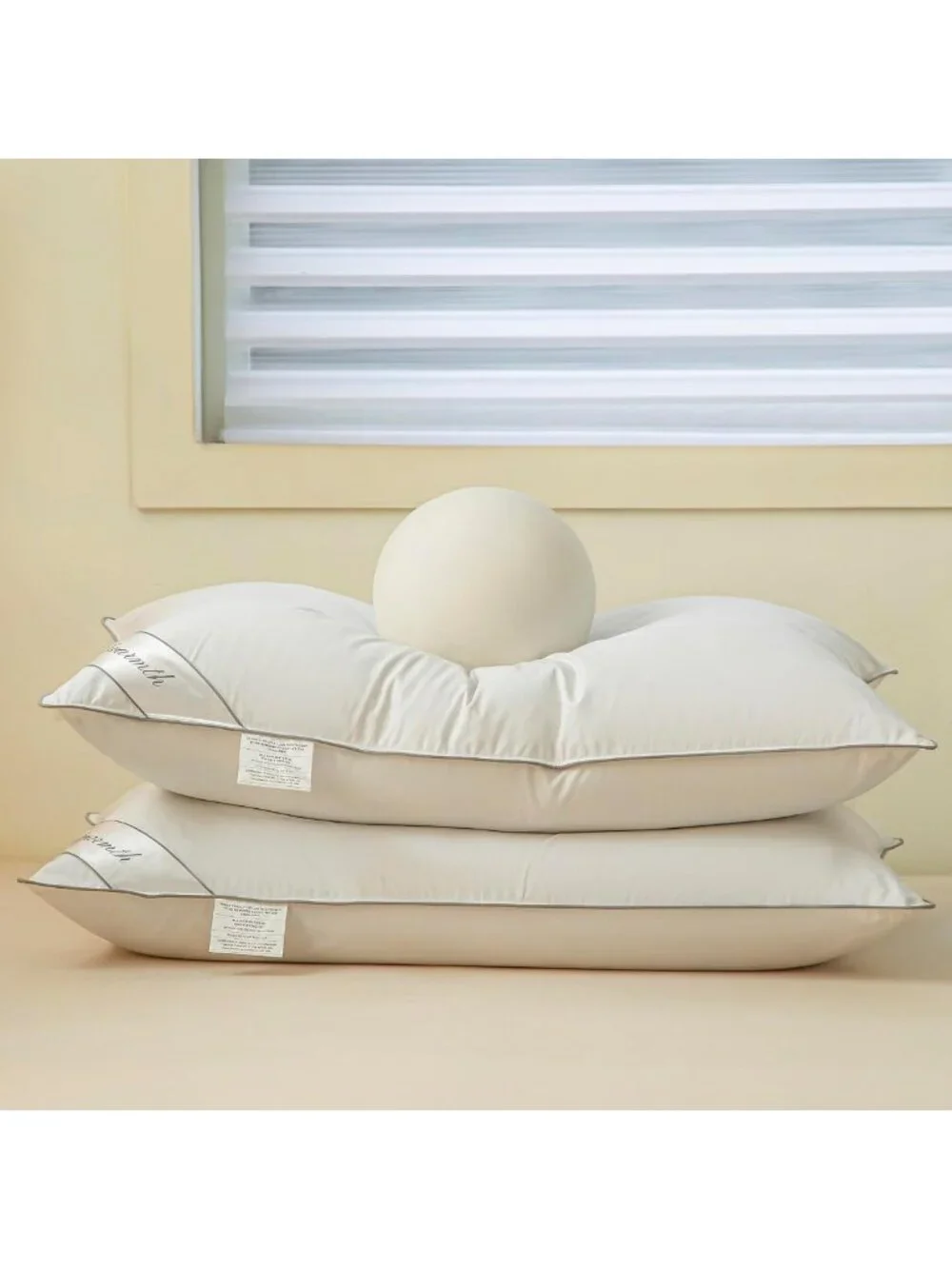 Cozy Queen Size Down Pillow with Goose Feathers, Hotel-Quality Sleep Comfort